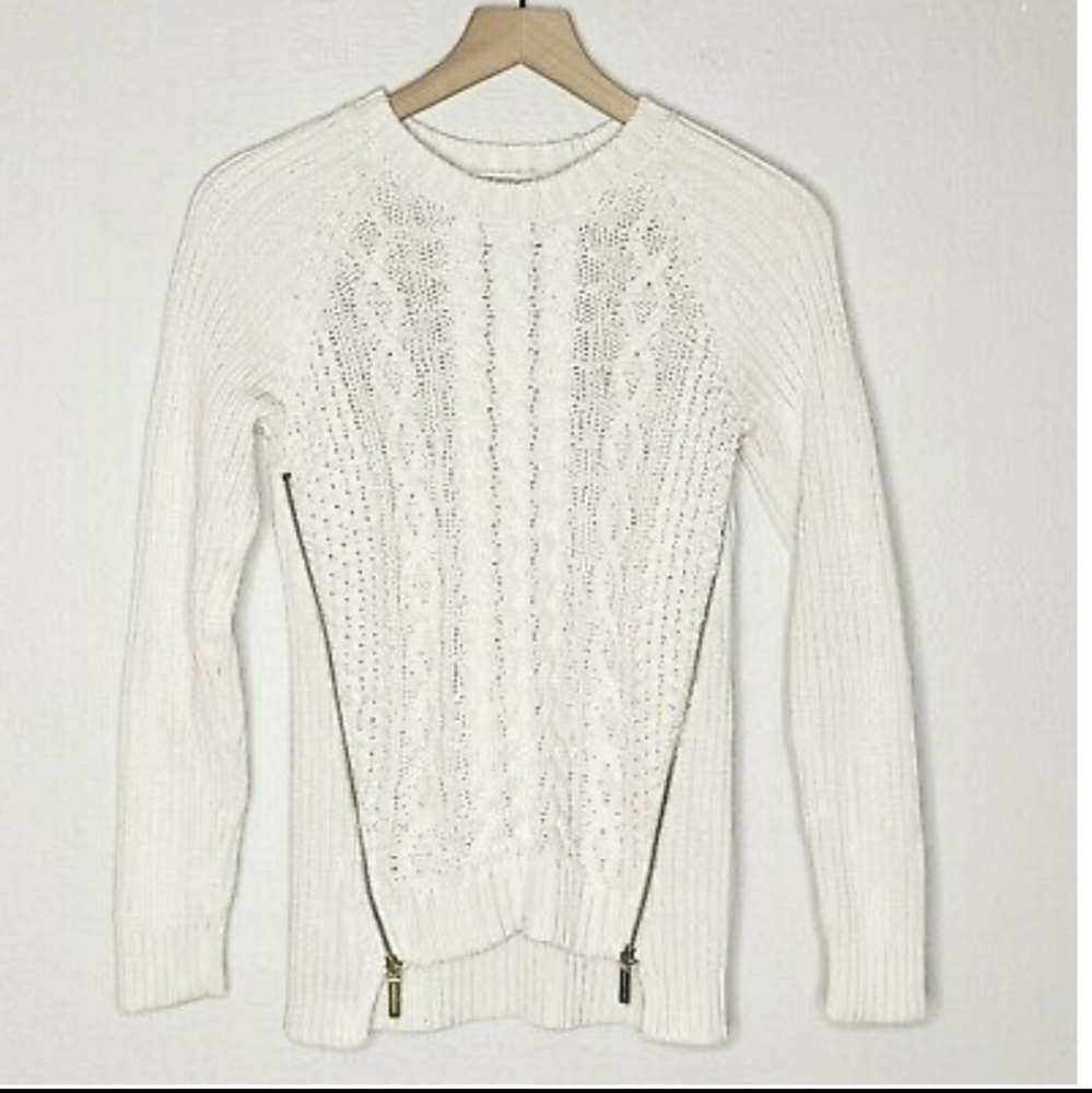 Michael Kors Cable Knit Zip Front Sweater